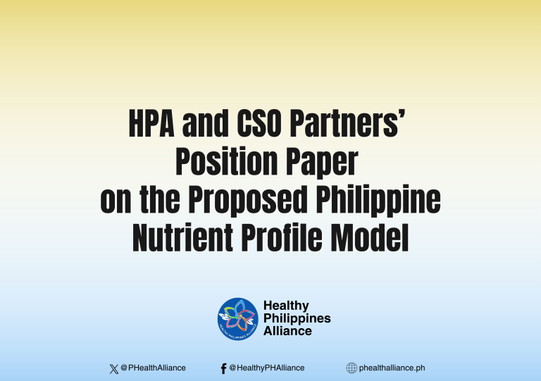 HPA and CSO Partners’ Position Paper on the Proposed Philippine Nutrient Profile Model